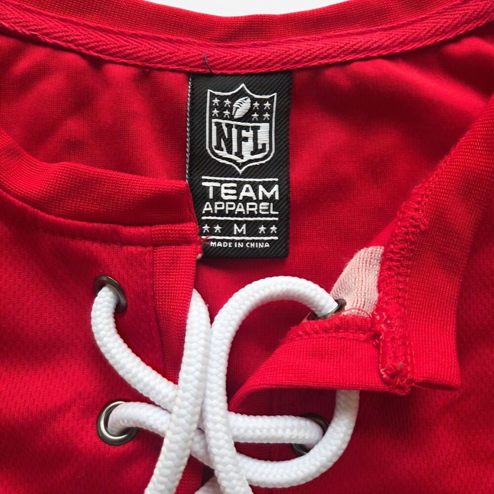 NFL Team Apparel Kansas City Chiefs "60" Lace-Up Short Sleeve Shirt Red M - Picture 3 of 4